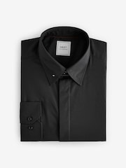 Black Regular Fit Long Sleeve Single Cuff Pin Collar Oxford Shirt - Image 7 of 9