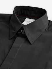 Black Regular Fit Long Sleeve Single Cuff Pin Collar Oxford Shirt - Image 8 of 9