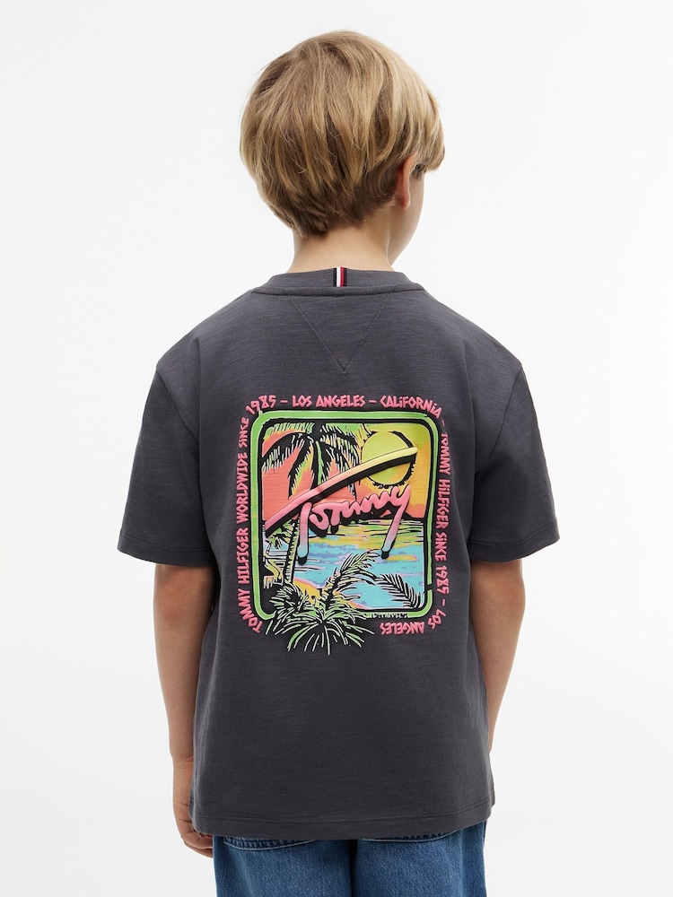 Tommy Hilfiger Black Back Logo Graphic Textured T-Shirt - Image 2 of 5