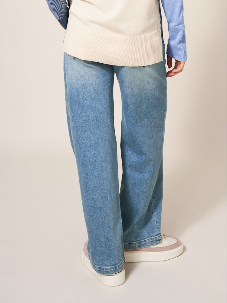 White Stuff Blue/White Wide Leg Sadie Jeans - Image 2 of 8