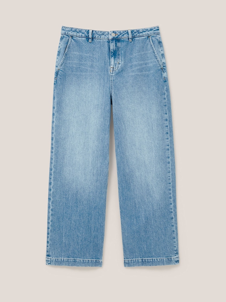 White Stuff Blue/White Wide Leg Sadie Jeans - Image 5 of 8