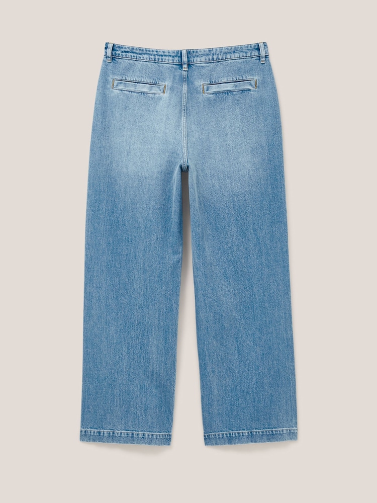 White Stuff Blue/White Wide Leg Sadie Jeans - Image 6 of 8