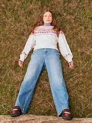 White Stuff Blue/White Wide Leg Sadie Jeans - Image 8 of 8