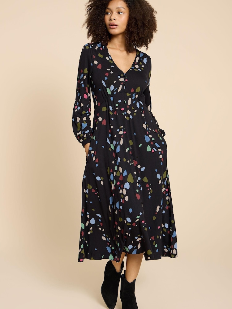 White Stuff Black Jersey Megan Midi Dress - Image 1 of 7