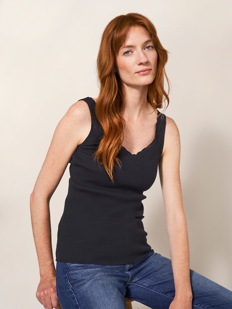 White Stuff Black 100% Cotton Sea Breeze Vest - Image 1 of 4