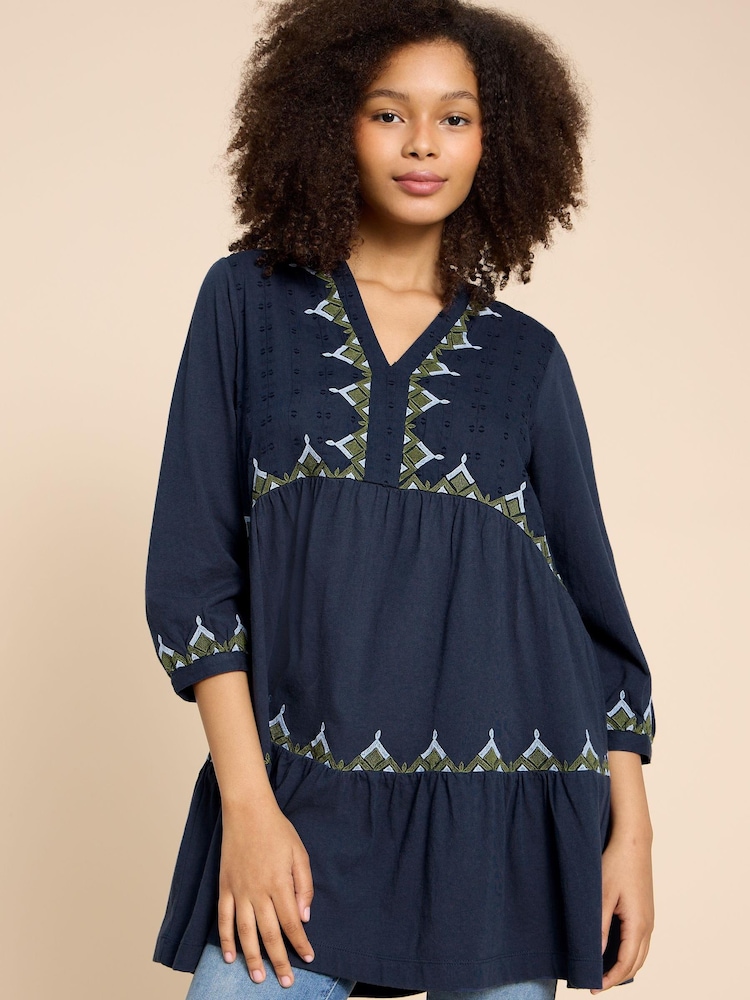 White Stuff Blue Marta Embroidered Tunic - Image 1 of 7 White Stuff Blue Marta Embroidered Tunic - Image 1 of 7