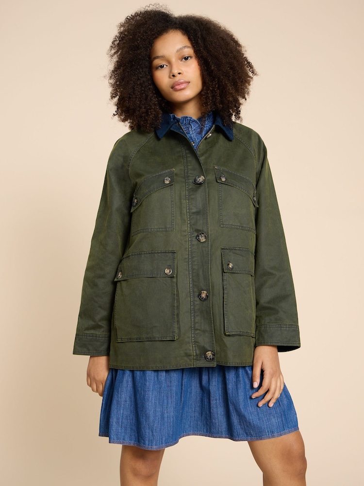 White Stuff Green Juniper Cotton Jacket - Image 2 of 8