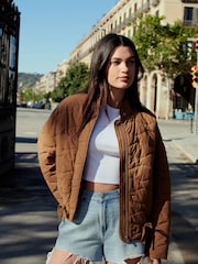 Rust Brown Quilted Jacket - Image 1 of 8