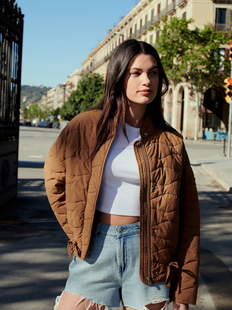 Rust Brown Quilted Jacket - Image 1 of 8