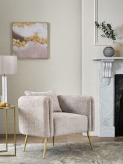 Lipsy Silver Grey Soft Chenille Poppy Accent Chair - Image 1 of 8
