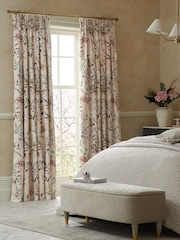 Pink Lily Floral Pencil Pleat Blackout/Thermal Curtains - Image 3 of 8