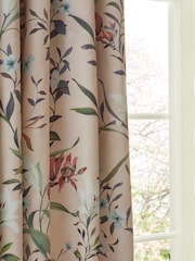 Pink Lily Floral Pencil Pleat Blackout/Thermal Curtains - Image 5 of 8