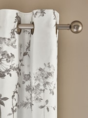Grey Floral Eyelet Blackout/Thermal Curtains - Image 1 of 8