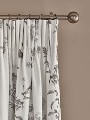 Grey Floral Pencil Pleat Blackout/Thermal Curtains - Image 1 of 8