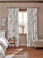 Grey Floral Pencil Pleat Blackout/Thermal Curtains - Image 3 of 8
