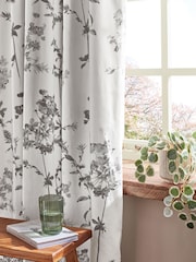 Grey Floral Pencil Pleat Blackout/Thermal Curtains - Image 5 of 8
