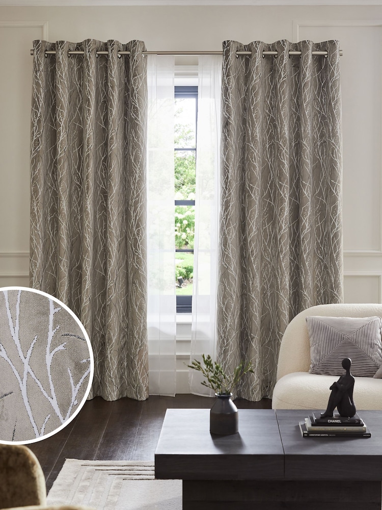Coleção Luxe Heavyweight Cut Velvet Twig Ilhets Forradas com Cortinas - Imagem 2 de 6