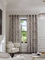 Abstract Lines Jacquard Eyelet Lined Curtains - Imagen 2 de 5