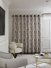 Abstract Lines Jacquard Eyelet Lined Curtains - Imagen 3 de 5