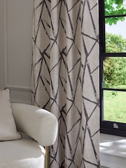 Abstract Lines Jacquard Eyelet Lined Curtains - Imagen 4 de 5