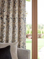 Natural Collection Luxe Heavyweight Cut Velvet Floral Eyelet Lined Curtains - Image 4 of 5
