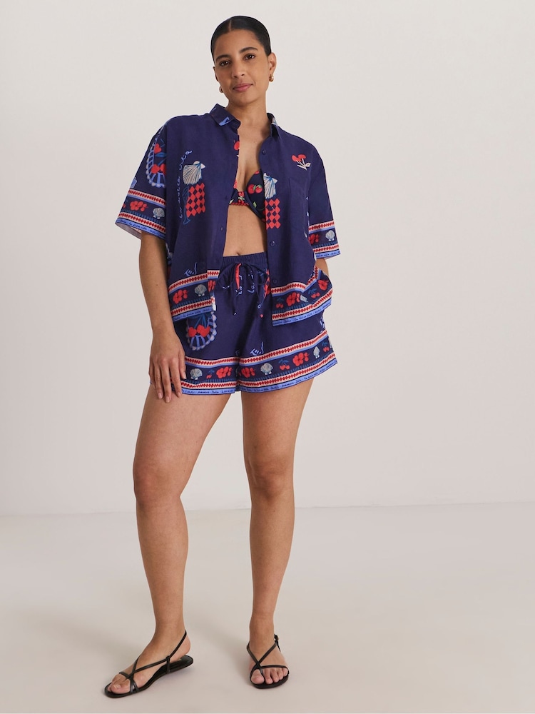 Simply Be Blue Dolce Vita T-Shirt Short Co-ord Set - Image 1 of 4 Simply Be Blue Dolce Vita T-Shirt Short Co-ord Set - Image 1 of 4