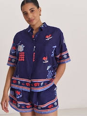 Simply Be Blue Dolce Vita T-Shirt Short Co-ord Set - Image 3 of 4