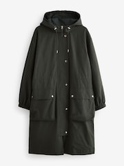 Khaki Green Lightweight Shower Resistant Hooded Longline Parka - Image 5 of 8