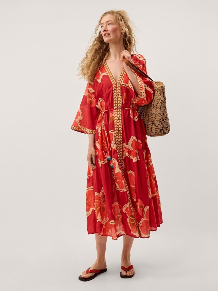 Monsoon Pink Yasmin Floral Midi Tunic Dress - Image 2 of 4 Monsoon Pink Yasmin Floral Midi Tunic Dress - Image 2 of 4