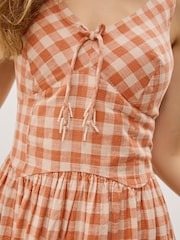 Monsoon Orange Hattie Sleeveless Gingham Midi Dress - Image 4 of 5