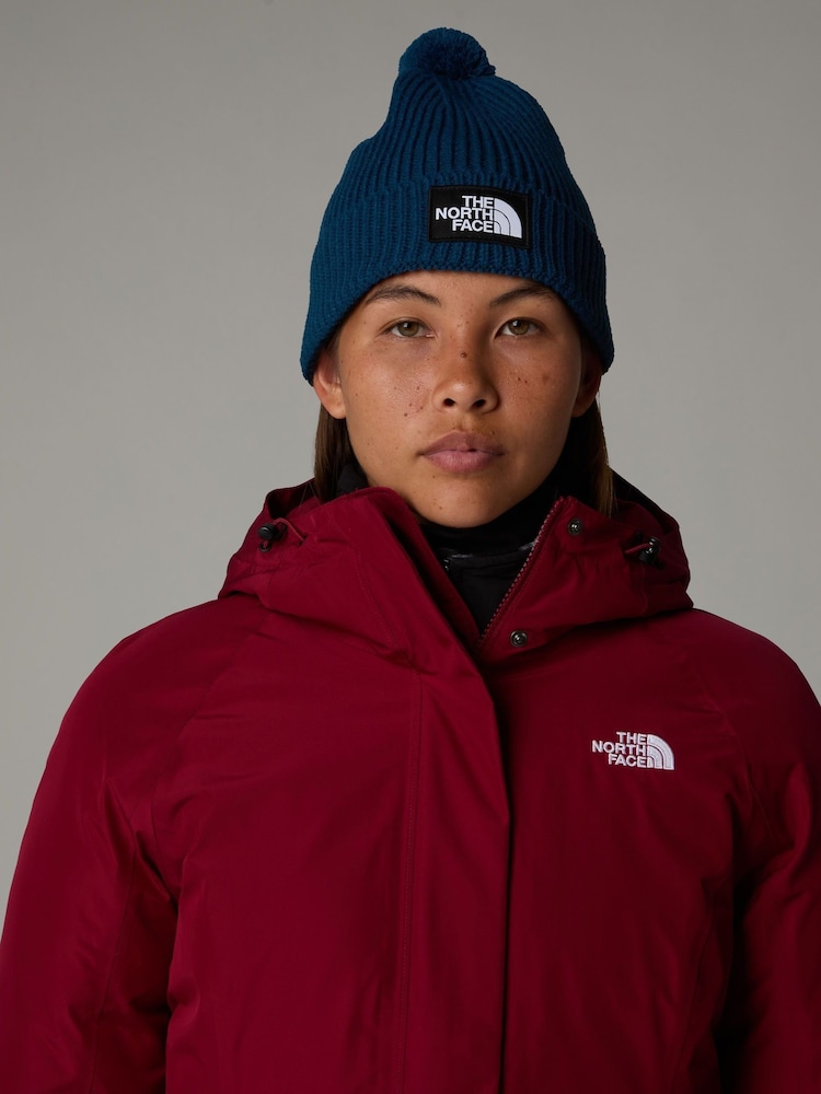 The North Face Blue Logo Box Pom Beanie - Image 1 of 3