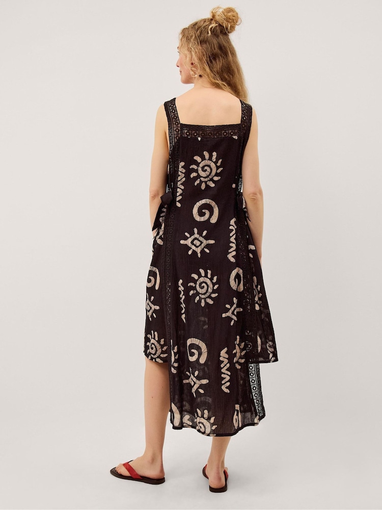 Monsoon Black Mafalda Sun Print Lace Midi Dress - Image 2 of 3 Monsoon Black Mafalda Sun Print Lace Midi Dress - Image 2 of 3