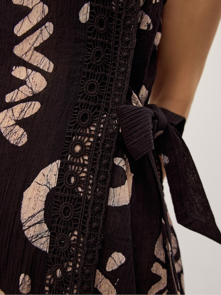 Monsoon Black Mafalda Sun Print Lace Midi Dress - Image 3 of 3 Monsoon Black Mafalda Sun Print Lace Midi Dress - Image 3 of 3