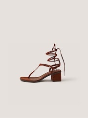 Monsoon Brown Hatty Toe Post Tie Strap Heels - Image 3 of 3