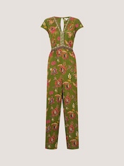 Monsoon Green Zainab Floral Jersey Wide Leg Jumpsuit - Image 4 of 4