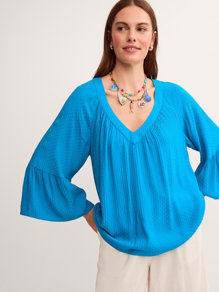 Monsoon Blue Kallie Dobby Blouse - Image 1 of 4 Monsoon Blue Kallie Dobby Blouse - Image 1 of 4