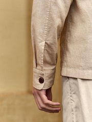 Stone Natural Linen Blend Chore Shacket Overshirt - Image 5 of 9