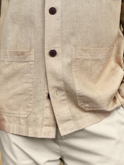 Stone Natural Linen Blend Chore Shacket Overshirt - Image 6 of 9