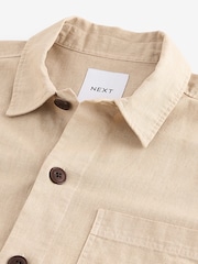 Stone Natural Linen Blend Chore Shacket Overshirt - Image 8 of 9