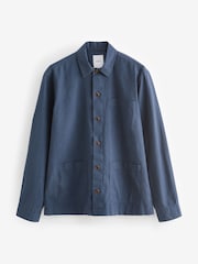 Blue Linen Blend Chore Shacket Overshirt - Image 5 of 7