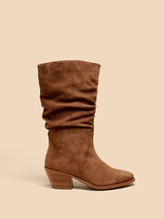 White Stuff Brown Azalea Suede Mid Slouch Boots - Image 1 of 4