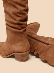 White Stuff Brown Azalea Suede Mid Slouch Boots - Image 4 of 4