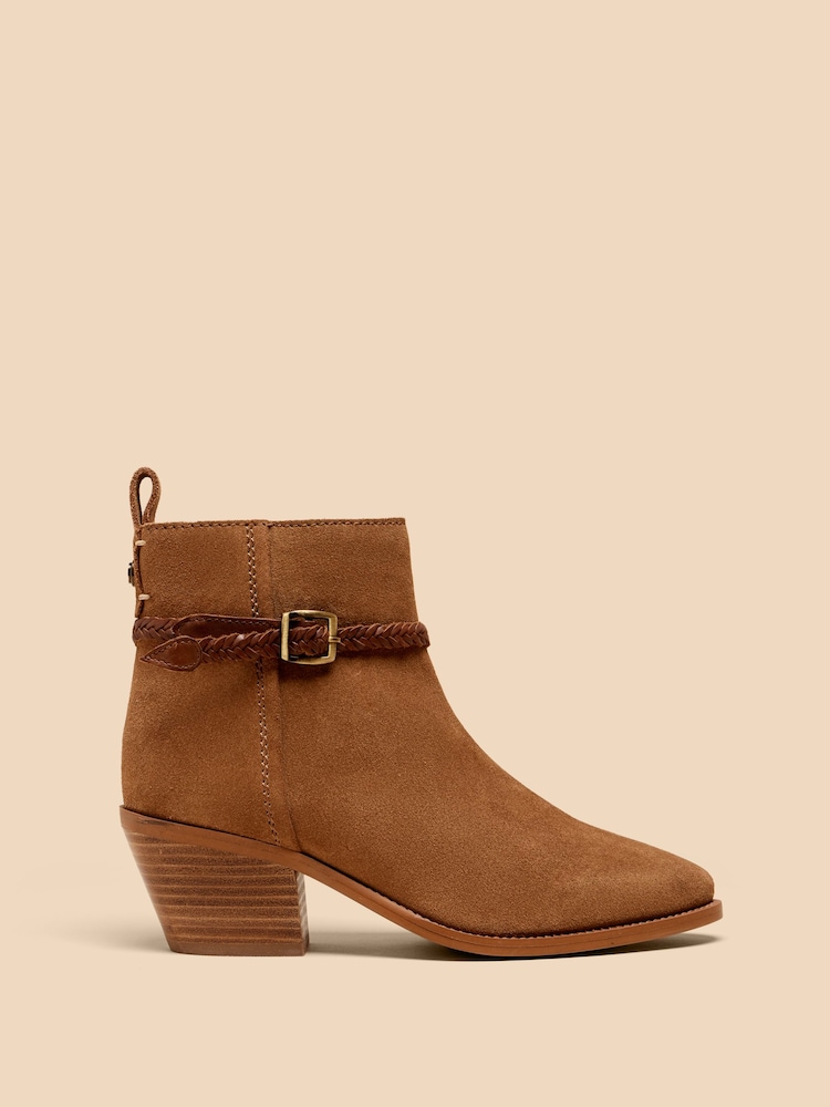 White Stuff Brown Peony Suede Plait Strap Boots - Image 1 of 4 White Stuff Brown Peony Suede Plait Strap Boots - Image 1 of 4
