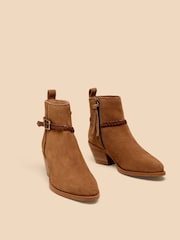 White Stuff Brown Peony Suede Plait Strap Boots - Image 2 of 4
