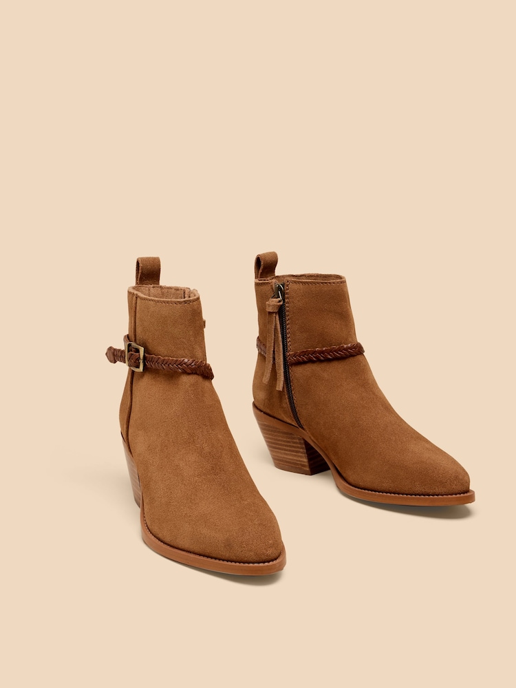 White Stuff Brown Peony Suede Plait Strap Boots - Image 2 of 4 White Stuff Brown Peony Suede Plait Strap Boots - Image 2 of 4