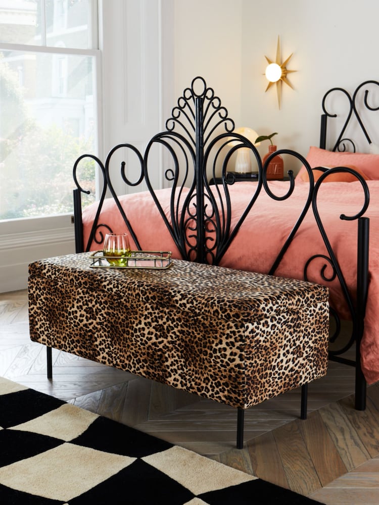 Rockett St George Leopard Love Velvet Loren Storage Ottoman Bench - Image 1 of 6