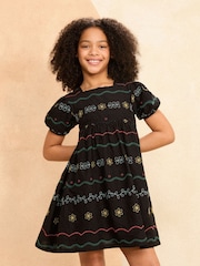 Love & Roses Black Embroidery Smock Dress (From 2-16yrs) - Image 1 of 4