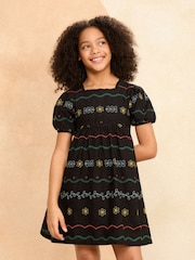 Love & Roses Black Embroidery Smock Dress (From 2-16yrs) - Image 2 of 4