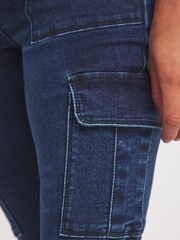 JD Williams Blue Cargo Skinny Leg Jeans - Image 4 of 4