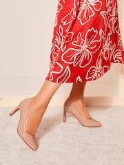 Friends Like These Nude Pink Wide FIt Mid Heel Metal Clip Court Shoes - Image 3 of 5